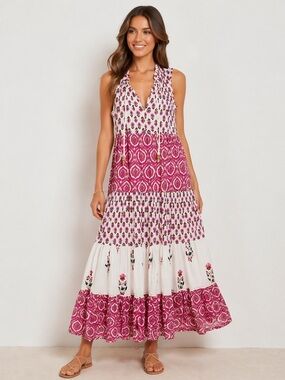 knee length dresses for ladies Theodore Silk-Blend Floral Maxi Dress